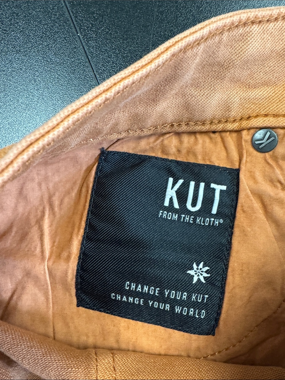 Kut from the Kloth Burnt Orange Denim Midi Skirt - Picture 6 of 7